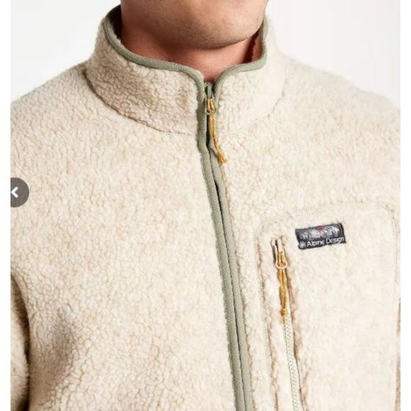 Alpine Design Mad Sherpa Fleece Jacket Men's Size Large Natural Khaki Heather Fu - Picture 9 of 12